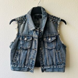 Girls Denim Studded Vest
